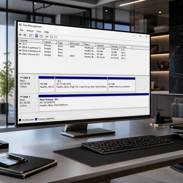 هارد در Disk Management دیده می‌شود ولی درایو نمی‌گیرد